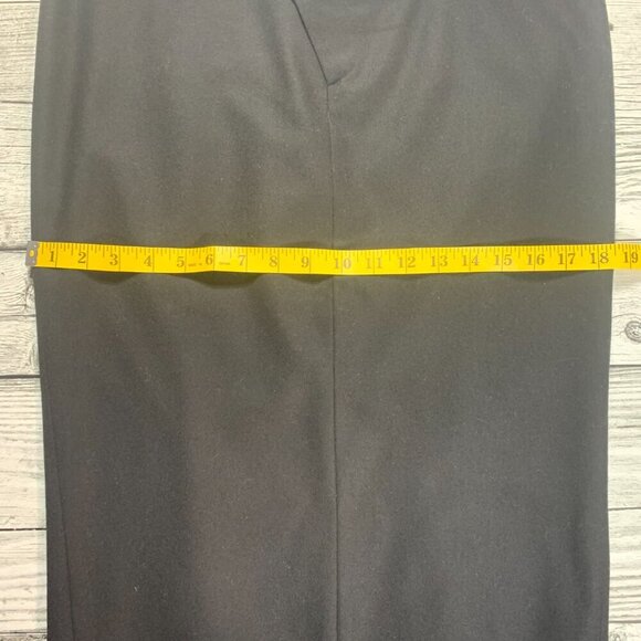 L.A.M.B. Y2K Black Wool Crisscross Waist Ruffle Stretch Wiggle Pencil Skirt - Picture 14 of 15